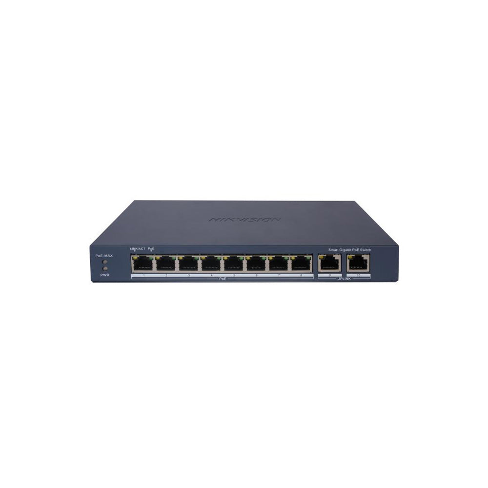 Hikvision DS-3E1510P-EI 8-havena Gigabit Smart POE-Ŝaltilo