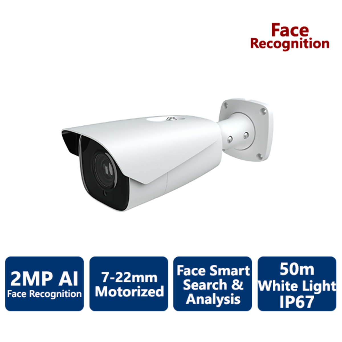 EYEONET 2MP Professional White Light AI Face Recognition IP Bullet