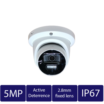5MP Smart Dual Light Active Deterrence Fixed-focal Turret Camera (CAM-IP9125T-A-PV-28-AI)