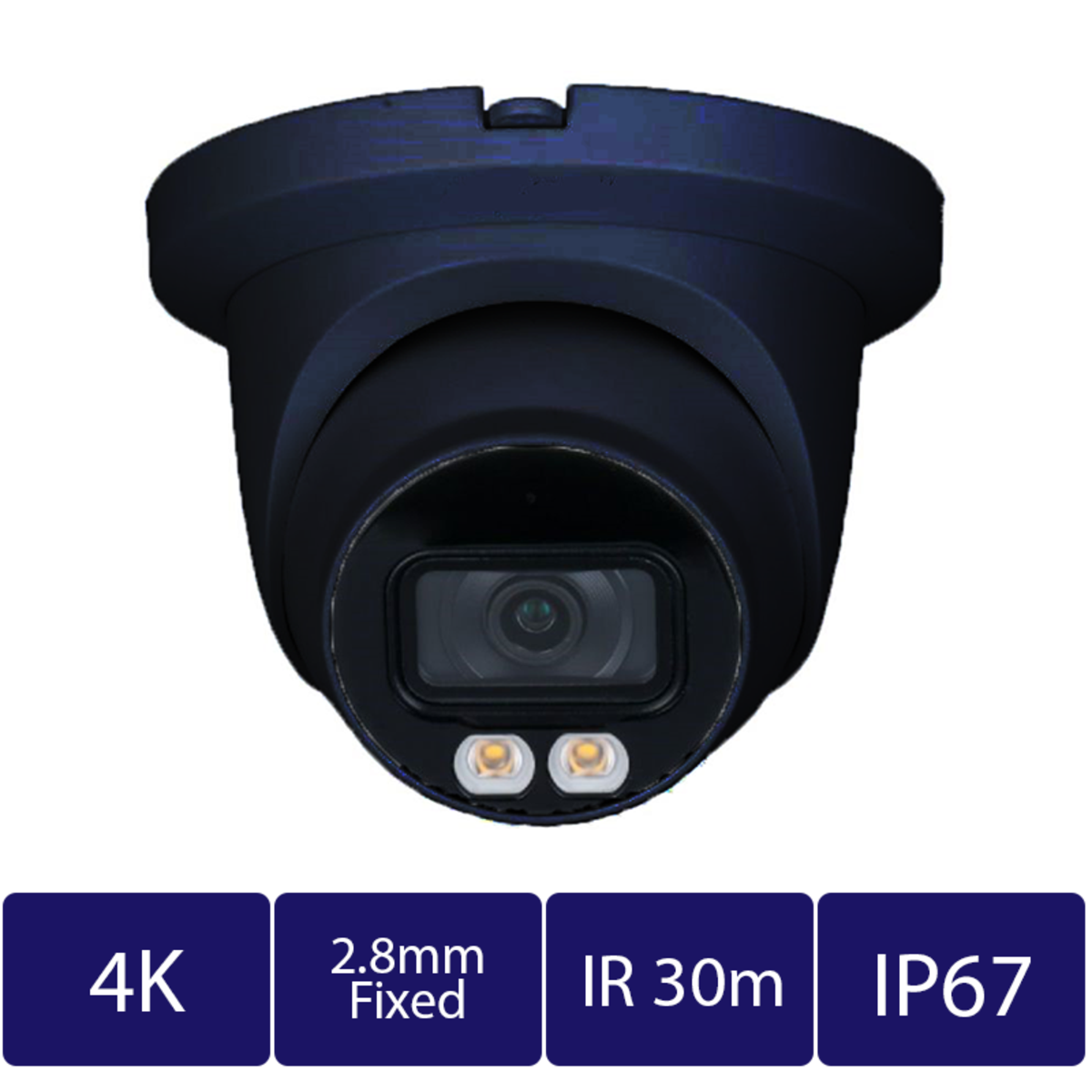 8MP Smart Dual Illumination Fixed-focal Black Eyeball Network Camera (CAM-IP9128TB-A-IL-28-AI)