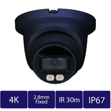 8MP Smart Dual Illumination Fixed-focal Black Eyeball Network Camera (CAM-IP9128TB-A-IL-28-AI)