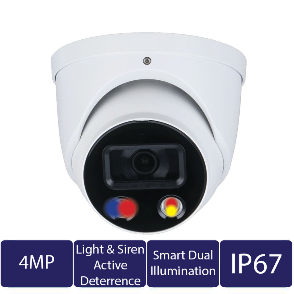 4MP Smart Dual Light Active Deterrence Fixed-focal Eyeball Network Camera (CAM-IP9134H-A-PV-28-AI)