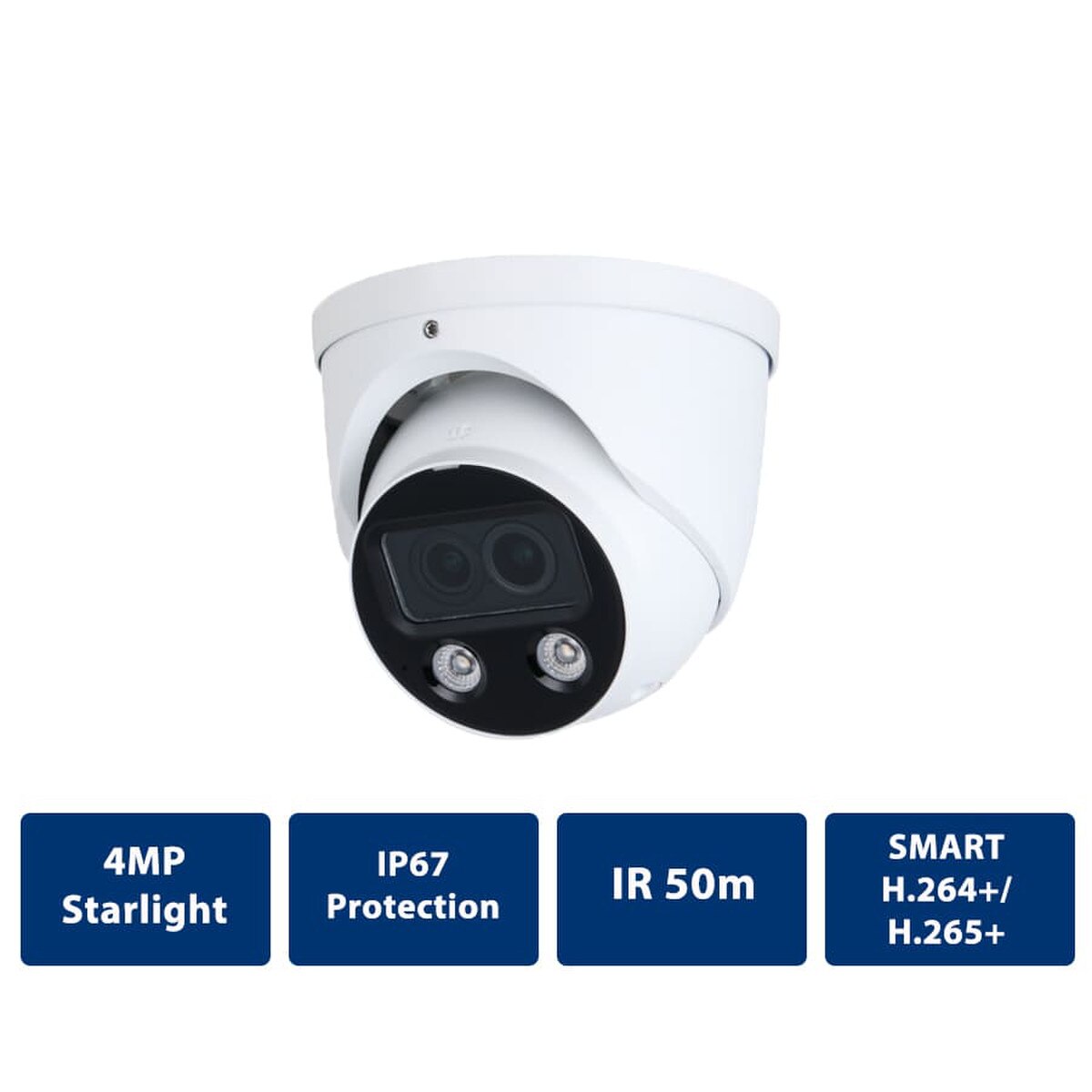 4MP AI 24/7 Dual-lens Full Color IP Turret, 3.6mm fixed(CAM-IP9154H-A-D2-36-AI)