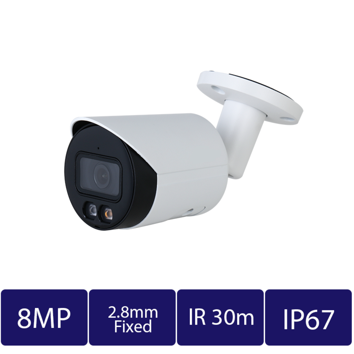 8MP Smart Dual Illumination Fixed-focal Bullet Network Camera (CAM-IP9728S-A-IL-28-AI)