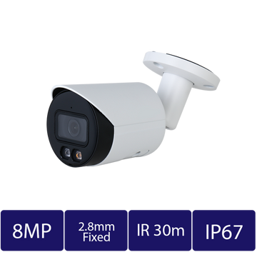 8MP Smart Dual Illumination Fixed-focal Bullet Network Camera (CAM-IP9728S-A-IL-28-AI)