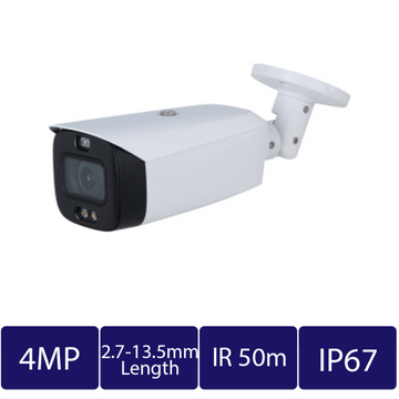4MP Smart Dual Illumination Active Deterrence Vari-focal Bullet Network Camera (CAM-IP9734T-PV-Z-AI)