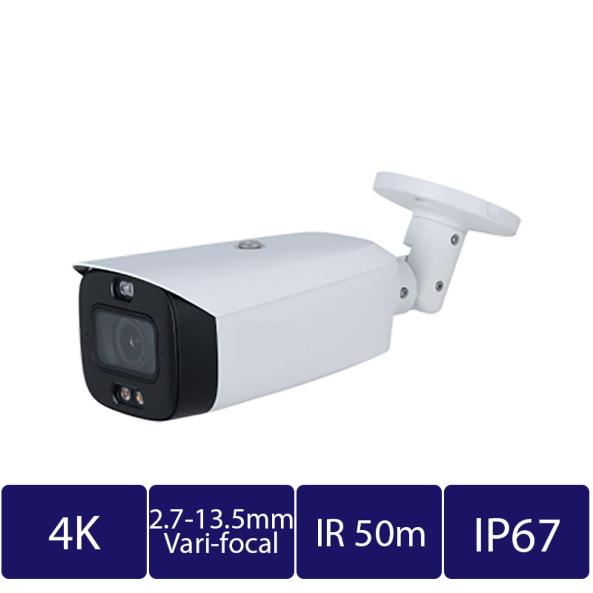 8MP Smart Dual Illumination Active Deterrence Vari-focal Bullet WizSense Network Camera (CAM-IP9738T-A-PV-Z-AI)