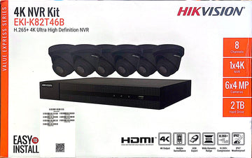 Hikvision IP Security Camera Kit 8 Channel 4K NVR with 6 x 4MP Turret Cameras EKI-K82T46 B