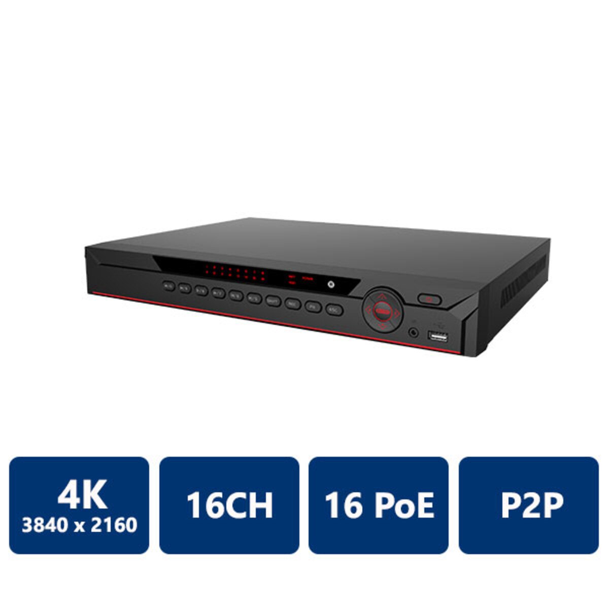 16CH 1U 16PoE 4K&H.265 Network Video Recorder (NVR-NV42A16-P16-4K-S2L)