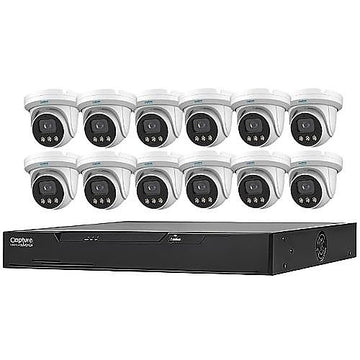 Dahua N464L124A Lite-Series E-VU Security System, (1)N42C3P4 16-Channel 4TB NVR, Black (12)N41CJ02 4MP Turret IP Cameras, White
