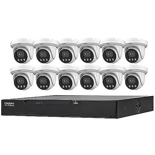 Capture Advance R2-IP16C5MPK NVR + 12 Camera Kit, 13-Piece, Includes (1) 16-Channel 4K PoE NVR and (12) 5MP Turret Camera with 2.8mm Lens