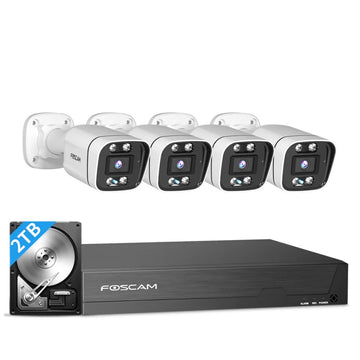Foscam FN9108E-B4-2T 8 Channel Intelligent 5MP HD Cameras Kit with 2TB HDD and 4pcs 5MP Bullet Cameras