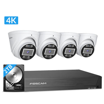 Foscam FNA108E-T4-2T 8 Channel Intelligent 4K UHD Cameras Kit with 2TB HDD and 4pcs 8MP Turret Cameras