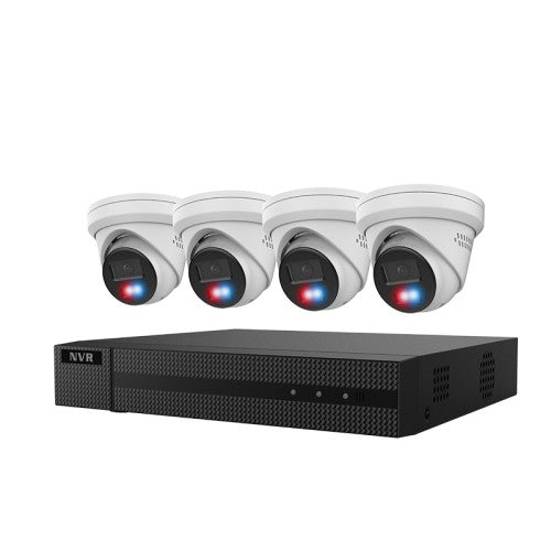 Guarding Vision IP-KIT4642-BR 4 Channel 8MP NVR with 2TB HDD and 4pcs Active Deterrence 6MP Smart Hybrid Light Fixed Turret Camera Kit