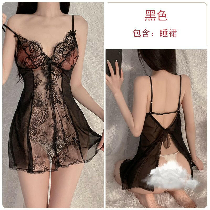 不眠夜蕾丝薄纱吊带睡裙 - Premium 情趣内衣/套装 from GR - Just $25! Shop now at blissboxmall