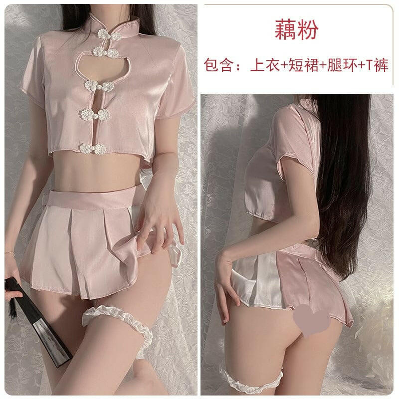 爱心镂空百褶短裙清纯学生制服套装 - Premium 情趣内衣/套装 from GR - Just $29! Shop now at blissboxmall