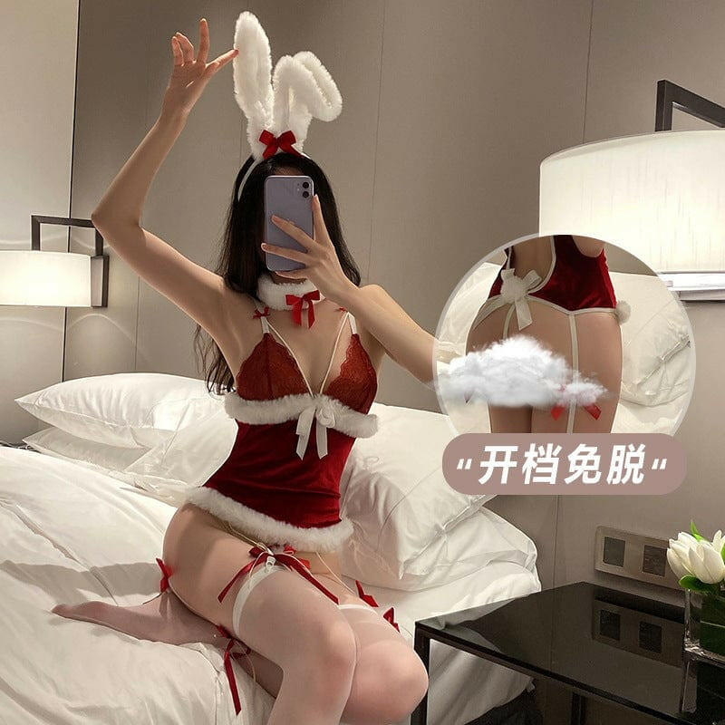 YY兔女郎丝绒连体衣免脱套装 - Premium 情趣内衣/套装 from GR - Just $29! Shop now at blissboxmall