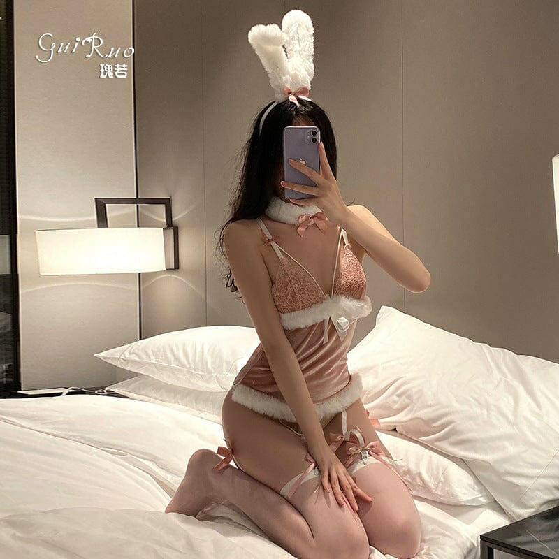 YY兔女郎丝绒连体衣免脱套装 - Premium 情趣内衣/套装 from GR - Just $29! Shop now at blissboxmall