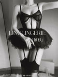 绫Lingerie 情趣内衣/套装 「绫」[倾衫] 性感纯色连体内衣塑身连体衣吊袜带礼盒