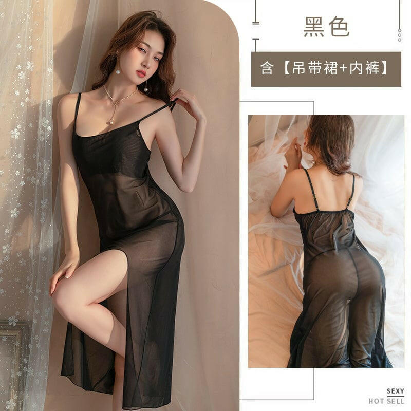 透视高开叉吊带裙 - Premium 情趣内衣/套装 from MTY - Just $19! Shop now at blissboxmall