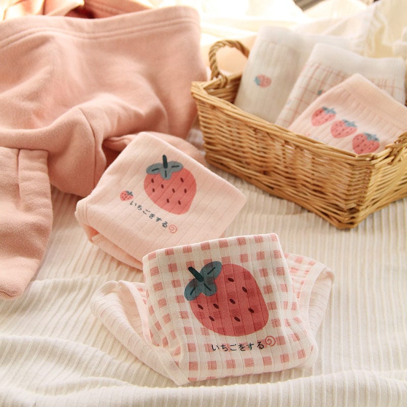 日系甜美草莓格子内裤 - blissboxmall